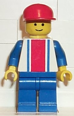 LEGO Vertical Lines Red & Blue - Blue Arms - Blue Legs, Red Cap minifigure