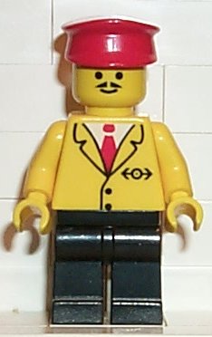 LEGO Railway Employee 5, Black Legs, Red Hat minifigure