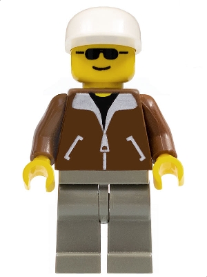 LEGO Jacket Brown - Dark Gray Legs, White Cap minifigure