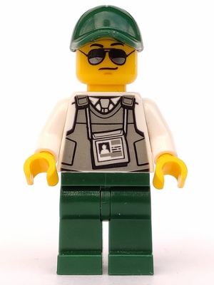 LEGO Security Officer - Dark Green Legs, Dark Green Cap with Hole, Sunglasses minifigure