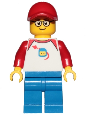LEGO Man - Classic Space Shirt with Red Sleeves, Blue Legs, Red Cap minifigure