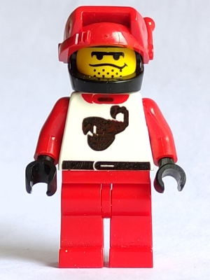 LEGO Race - Driver, Red Scorpion, Black Helmet minifigure