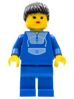 LEGO Jogging Suit, Blue Legs, Black Ponytail Hair minifigure