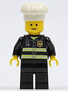 LEGO Fire - Reflective Stripes, Black Legs, White Chef Toque minifigure
