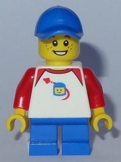 LEGO Boy - Classic Space Shirt with Red Sleeves, Blue Short Legs, Blue Cap minifigure