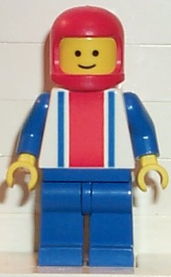 LEGO Vertical Lines Red & Blue - Blue Arms - Blue Legs, Red Classic Helmet minifigure