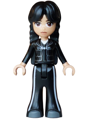 LEGO Wednesday Addams - Mini Doll, Black Jacket and Trousers Bell-Bottoms, Dark Bluish Gray Shoes minifigure wed012
