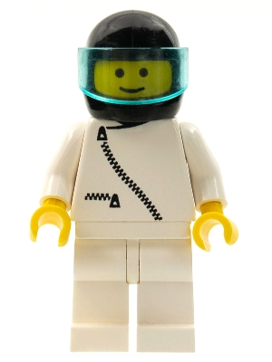 LEGO Jacket with Zipper - White, White Legs, Black Helmet, Trans-Light Blue Visor minifigure
