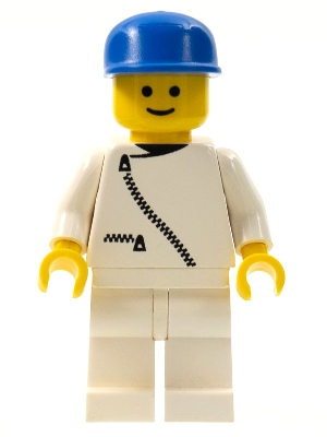 LEGO Jacket with Zipper - White, White Legs, Blue Cap minifigure