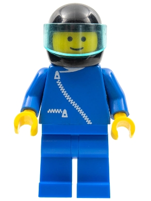 LEGO Jacket with Zipper - Blue, Blue Legs, Black Helmet, Trans-Light Blue Visor minifigure