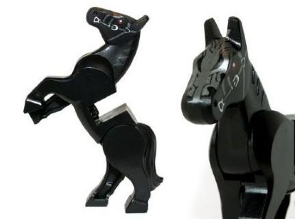 LEGO Horse, Movable Legs with Dark Red Eyes, White Pupils and Pearl Dark Gray Bridle Pattern piece