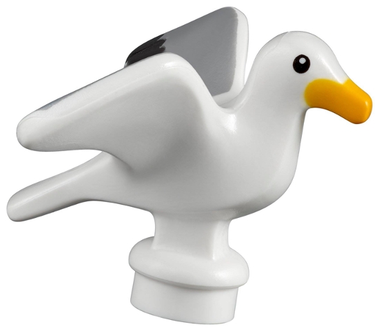 LEGO Bird, Seagull with Bright Light Orange Beak and Black and Light Bluish Gray Wings Pattern piece