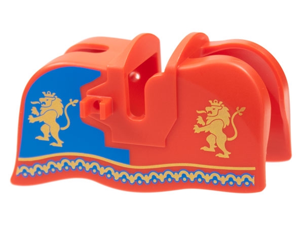 LEGO Horse Barding, Smooth Edge with Gold Lions and Border and Blue Panel Pattern piece