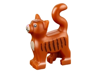 LEGO Cat, Standing with Dark Tan Chest and Muzzle, Dark Brown Stripes and Bright Pink Nose Pattern piece