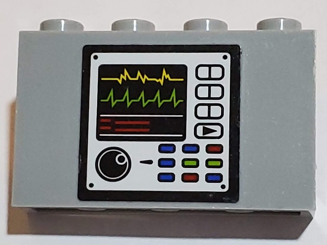 LEGO Panel 1 x 4 x 2 with Side Supports - Hollow Studs with Heart Monitor 3 Line Graphs Pattern (Sticker) - Set 60179 piece