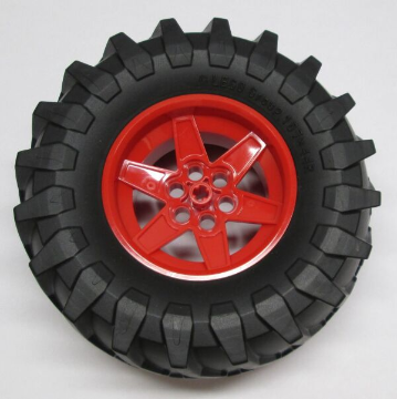 LEGO Wheel 56mm D. x 34mm Technic Racing Medium, 6 Pin Holes with Black Tire 107 x 44R (15038 / 23798) piece