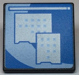 LEGO Road Sign 2 x 2 Square with Open O Clip with Light Blue Curved Center Stripe and Small Squares Pattern (Computer Screen) piece