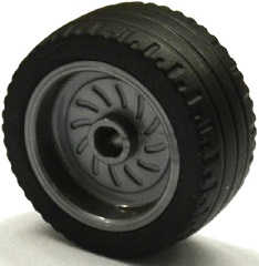 LEGO Wheel 18mm D. x 12mm with Axle Hole and Stud with Black Tire 24 x 12 Low (18976 / 18977) piece