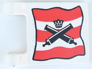 LEGO Flag 2 x 2 Square with Crossed Cannons over Red Stripes, Black Outline Pattern piece