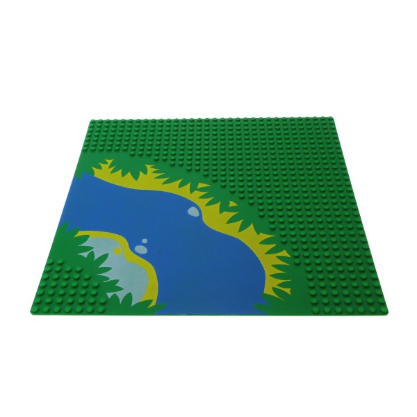 LEGO Baseplate 32 x 32 7-Stud Road Curve with River Blue/Yellow/Gray Pattern piece