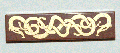 LEGO Tile 1 x 4 with Viking Snakes Pattern piece