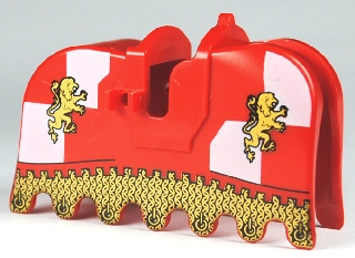 LEGO Horse Barding, Ruffled Edge with Gold Lions and Gold Chain Mail Pattern piece