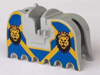 LEGO Horse Barding, Ruffled Edge with Lion Heads and Blue and Yellow Pattern piece