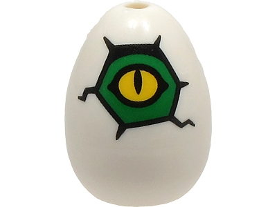 LEGO Egg with Small Pin Hole with Yellow and Green Alligator / Crocodile Eye and Cracks Pattern piece