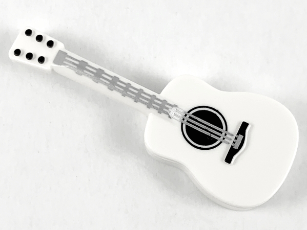 LEGO Minifigure, Utensil Guitar Acoustic with Silver Strings, Black Tuning Knobs Pattern piece