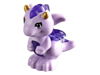LEGO Dragon, Elves, Baby with Trans-Purple Stomach, Spines and Wings and Gold Horns Pattern (Fledge) piece