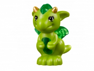 LEGO Dragon, Elves, Baby with Trans-Green Stomach, Spines and Wings and Gold Horns Pattern (Floria) piece