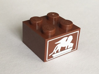 LEGO Brick 2 x 2 with White Winged Lion Pattern piece