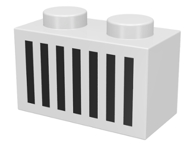 LEGO Brick 1 x 2 with Black Grille with 7 Lines Pattern piece