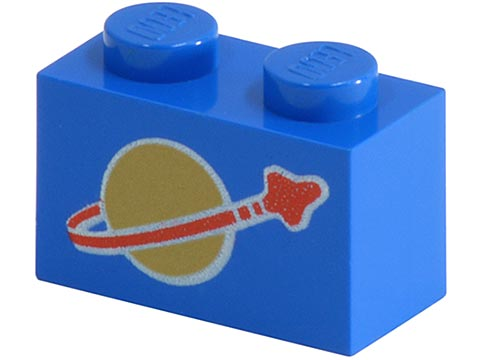 LEGO Brick 1 x 2 with Classic Space Logo Pattern piece