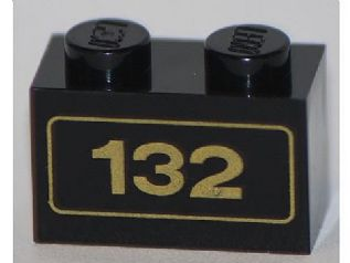 LEGO Brick 1 x 2 with Gold '132' Pattern piece