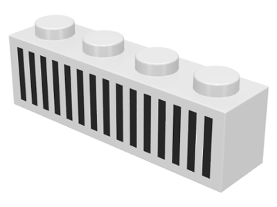 LEGO Brick 1 x 4 with Black Grille with 15 Lines Pattern piece