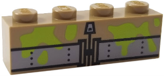 LEGO Brick 1 x 4 with Lime Slime and Light Bluish Gray Belt and Zipper Pattern (BrickHeadz Peter Venkman Abdomen) piece