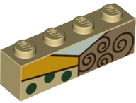 LEGO Brick 1 x 4 with Light Aqua Neck, Brown Spirals and Green Dots Pattern (BrickHeadz Sally Chest) piece