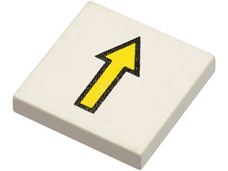 LEGO Tile 2 x 2 with Groove with Arrow Thin Yellow with Black Border Pattern piece