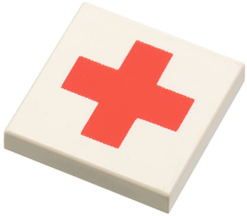 LEGO Tile 2 x 2 with Groove with Red Cross Pattern piece