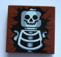 LEGO Tile 2 x 2 with Groove with Skeleton Skull and Torso Pattern piece