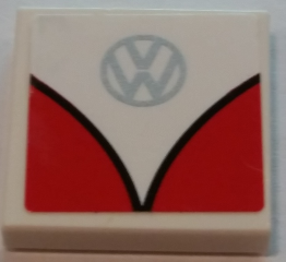 LEGO Tile 2 x 2 with Groove with Silver Volkswagen Logo and Red Curves with Black Outline Pattern (Sticker) - Set 40079 piece