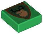 LEGO Tile 1 x 1 with Groove with Shield Triangular with Forestmen Elk / Deer Head Pattern piece