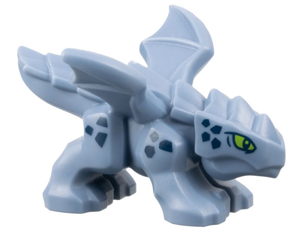 LEGO Dragon, Baby with Open Wings with Lime Eyes and Dark Blue Scales Pattern (Riyu) piece