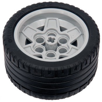 LEGO Wheel 43.2mm D. x 26mm Technic Racing Small, 6 Pin Holes with Black Tire 56 x 28 ZR Street (56908 / 41897) piece