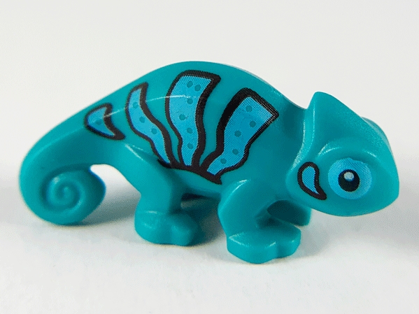 LEGO Chameleon with Black and Bright Light Blue Stripes Pattern piece