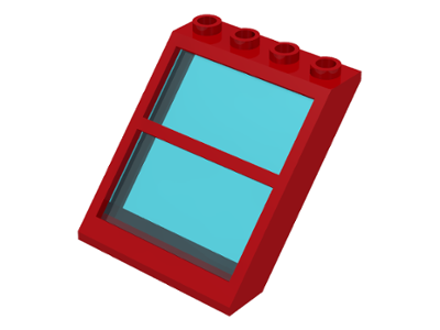 LEGO Window 4 x 4 x 3 Roof with Center Bar and Fixed Trans-Light Blue Glass piece