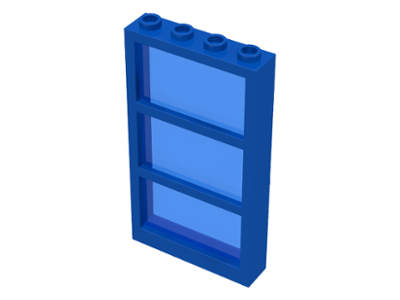 LEGO Window 1 x 4 x 6 with 3 Panes with Fixed Trans-Dark Blue Glass piece