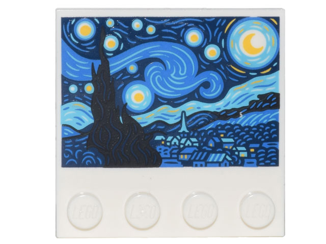 LEGO Tile, Modified 4 x 4 with Studs on Edge with The Starry Night Painting Pattern piece