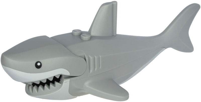 LEGO Shark with Gills, White Mouth, Stomach and Black Round Eyes Pattern piece